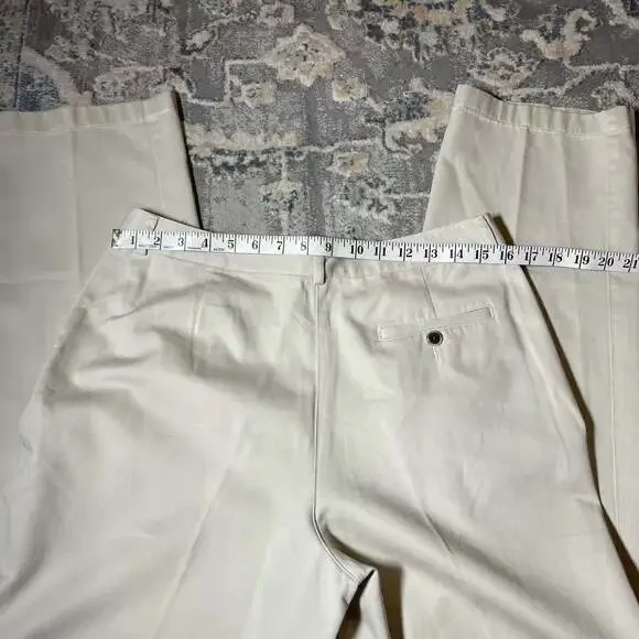 L.L.Bean Women's Size 12 Reg 100% Cotton Chino Trousers Beige Off-White - Picture 4 of 5